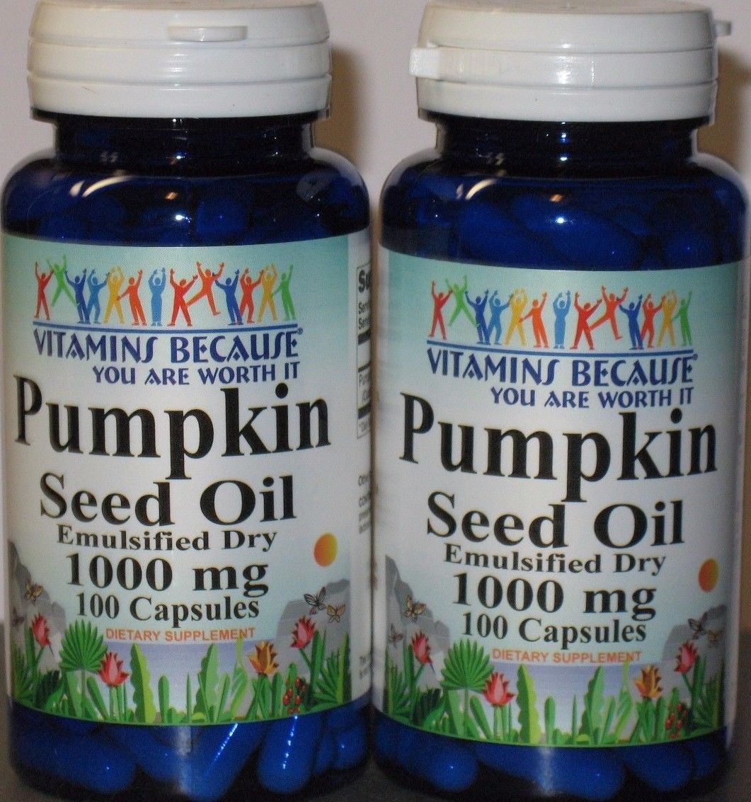 2 x Pumpkin Seed Oil 1000 mg 200 Capsules total